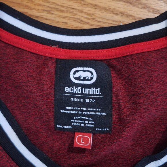 Ecko UNLIMITED Men's Tank Top Size Large Red Black Sleeveless Shirt Jersey - Picture 3 of 3